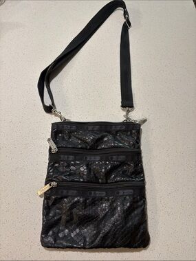 Lesportsac Black Sequin Crossbody Purse